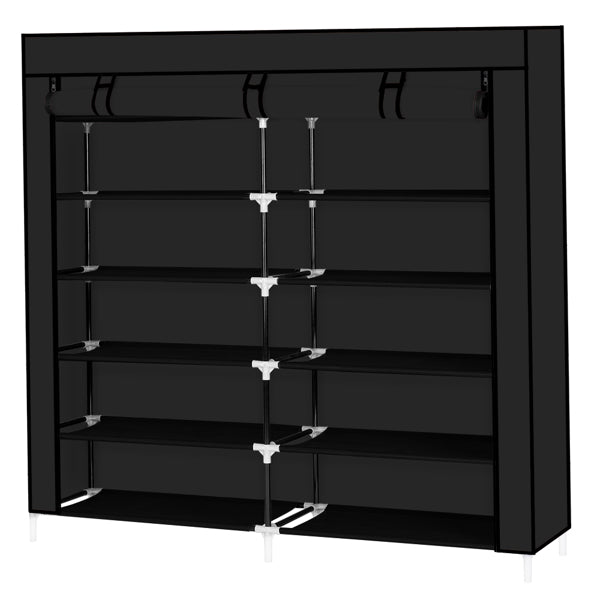 Black 7-Tier Non-Woven Shoe Storage Cabinet