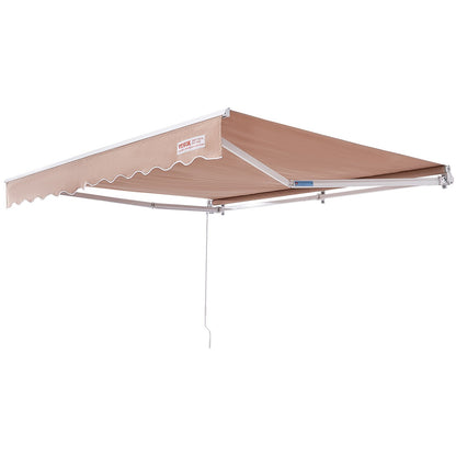 Manual Retractable Patio Awning with Crank Handle – 12x10 ft Water-Resistant Sunshade for Outdoor Spaces