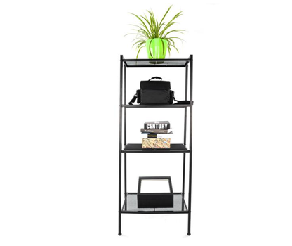 Black Metal 4-Tier Storage Bookshelf
