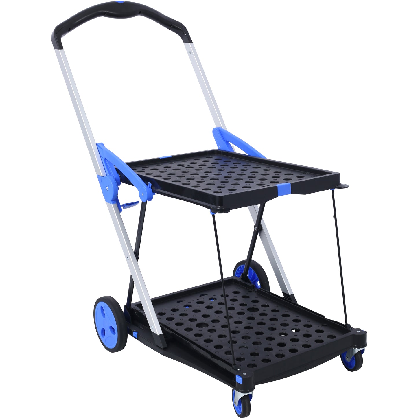 Foldable Two-Tier Utility Cart with Removable Basket