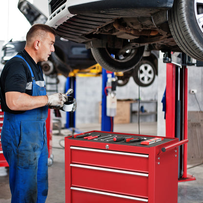 Steel Tool Cart with 4 Drawers and Rolling Wheels