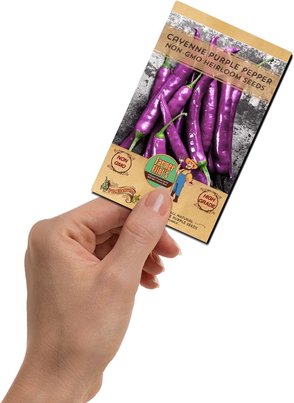 Cayenne Pepper Seeds for Planting - Non-GMO Spicy Purple Peppers - Pack of 30 Open-Pollination Heirloom Seeds with Growing Instructions - All-Natural Hot Pepper Seeds for Your Garden