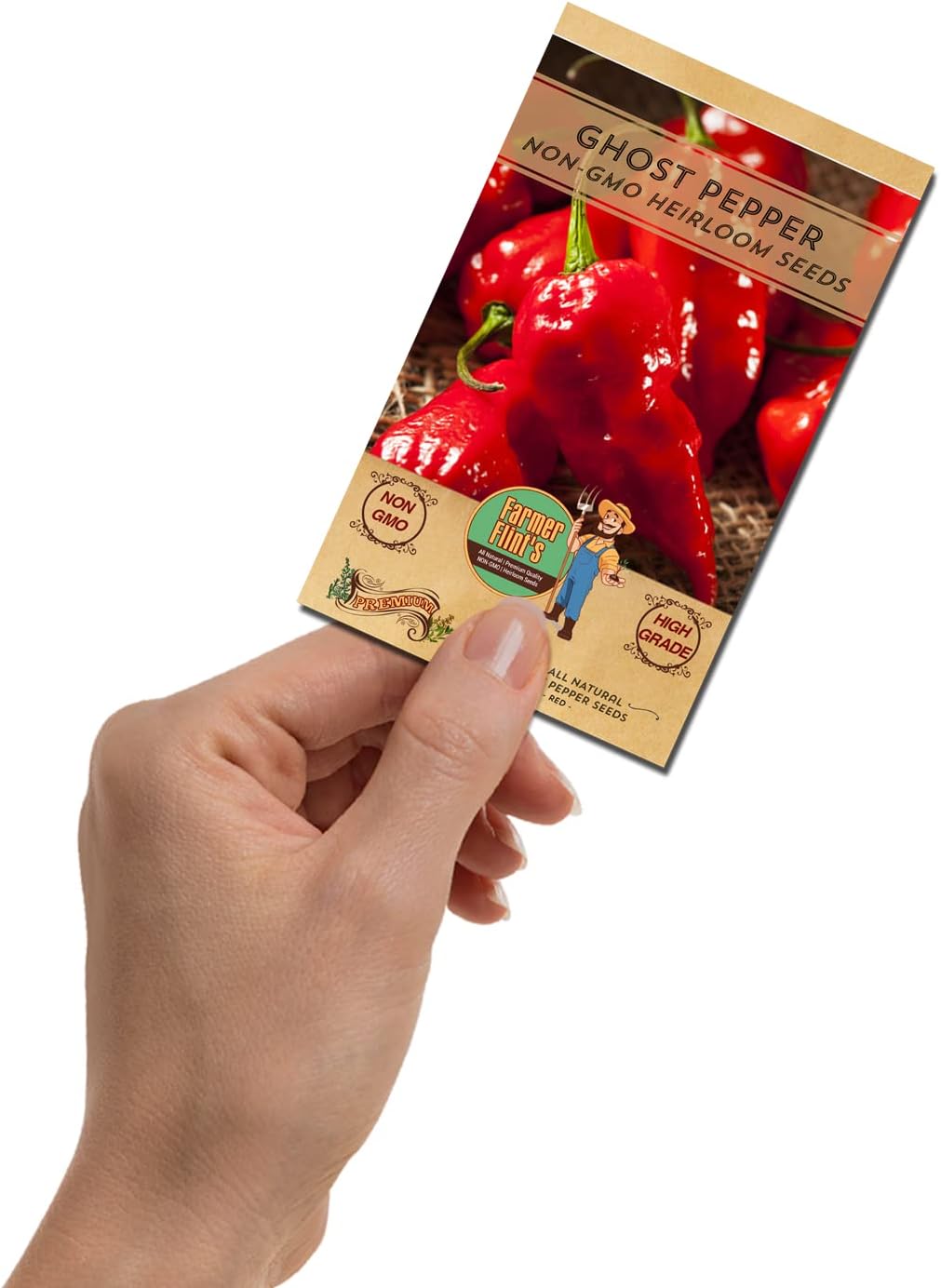 Ghost Pepper Seeds – Naga/ Bhut Jolokia Pepper Seeds for Planting – High Grade Heirloom Seeds, Non-GMO – Extra Hot & Spicy Chili – Pack of 30 Plant Seeds
